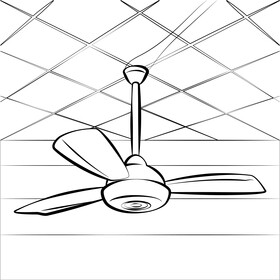 Ceiling fan black and white vector