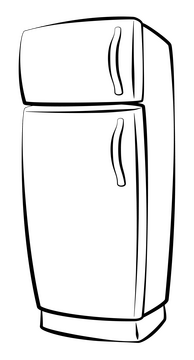 Refrigerator black and white clipart