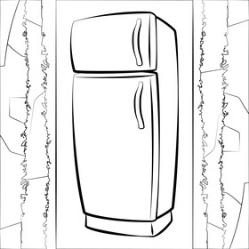 Refrigerator black and white vector