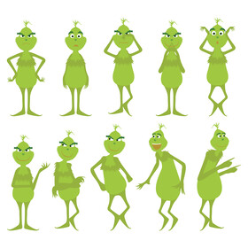 Grinch cartoon character set vector