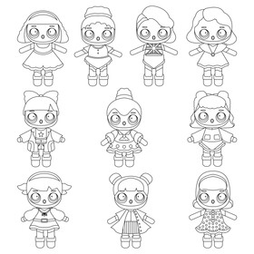 LOL Surprise Dolls set black and white vector