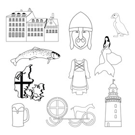 Denmark traditional symbols black and white vector