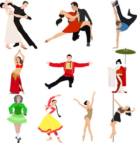 Types of dances set vector