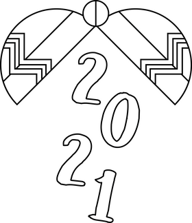 2021 decorative graphic black and white clipart