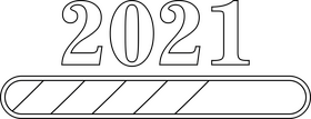 2021 year loading black and white clipart