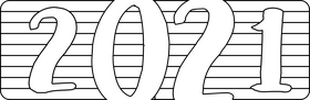 2021 New Year black and white clipart