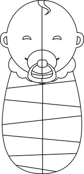 Baby boy drawing black and white clipart