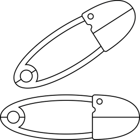 Safety pin drawing black and white clipart