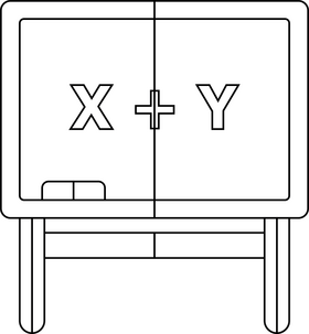Math on chalkboard drawing black and white clipart