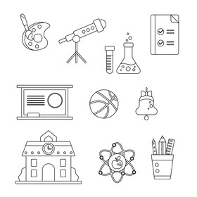 Classroom icons set black and white vector
