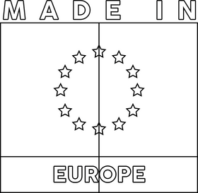 Europe flag badge black and white clipart