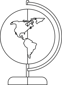 Globe flat icon black and white clipart