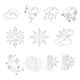 Weather icons set black and white vector