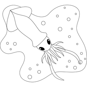 Squid drawing black and white clipart