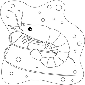 Prawn drawing black and white clipart