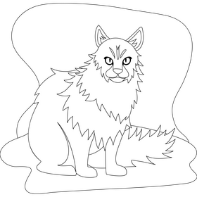 Ragamuffin cat drawing black and white clipart