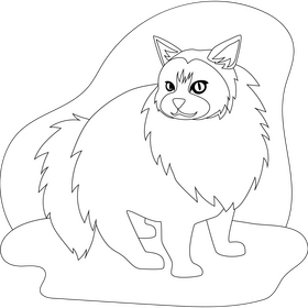 Ragdoll cat drawing black and white clipart