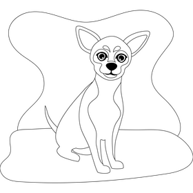 Chihuahua dog drawing black and white clipart