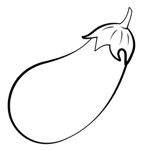 Eggplant vegetable outline black and white clipart