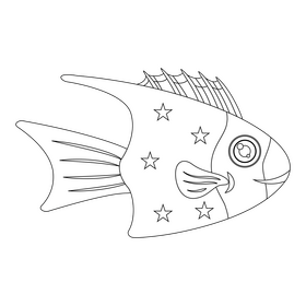 Orange fish black and white clipart
