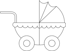 Baby stroller drawing black and white clipart
