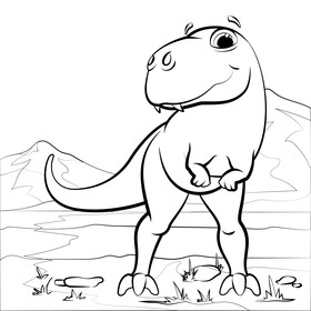 Dinosaur cartoon black and white vector