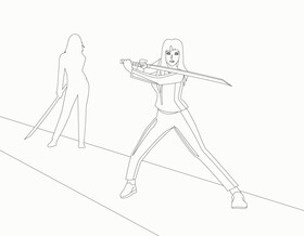 Kill Bill drawing black and white vector