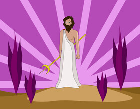Poseidon cartoon drawing vector