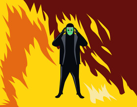 Mask man cartoon character vector