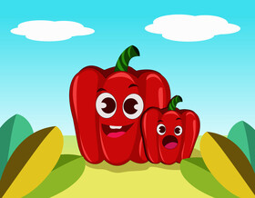 Cute red peppers vector