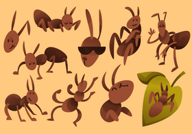 Ant cartoon set vector