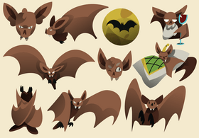 Bat cartoon set vector