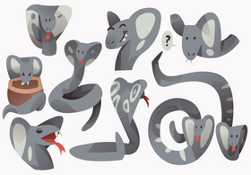 Cobra cartoon set vector