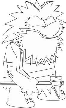Funny caveman black and white clipart
