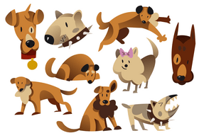 Dog cartoon set vector