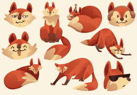 Fox cartoon set vector
