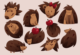 Hedgehog cartoon set vector