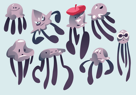 Jellyfish cartoon set vector