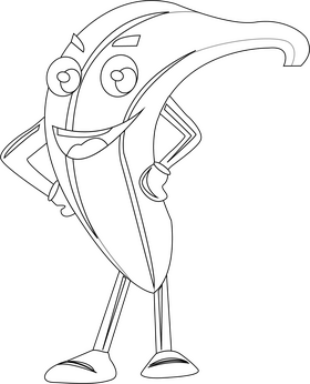Funny banana black and white clipart