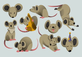Mouse cartoon set vector