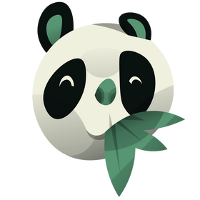 Panda eating leaves clipart
