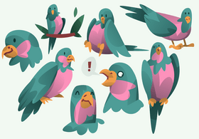 Parrot cartoon set vector