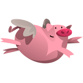 Cartoon pig winged clipart