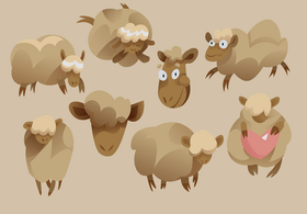 Sheep cartoon set vector
