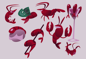Shrimp cartoon set vector