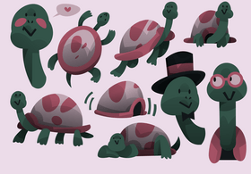 Turtle cartoon set vector