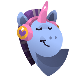 Cute unicorn listening to music clipart