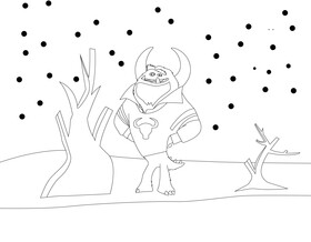 Free cartoon character black and white vector