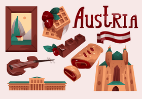 Austria icon set vector