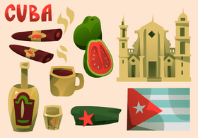 Cuba icon set vector